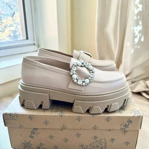 ALOHAS Trailblazer Leather Platform Loafers Pearl US 7 / EUR 38 - Picture 10 of 16